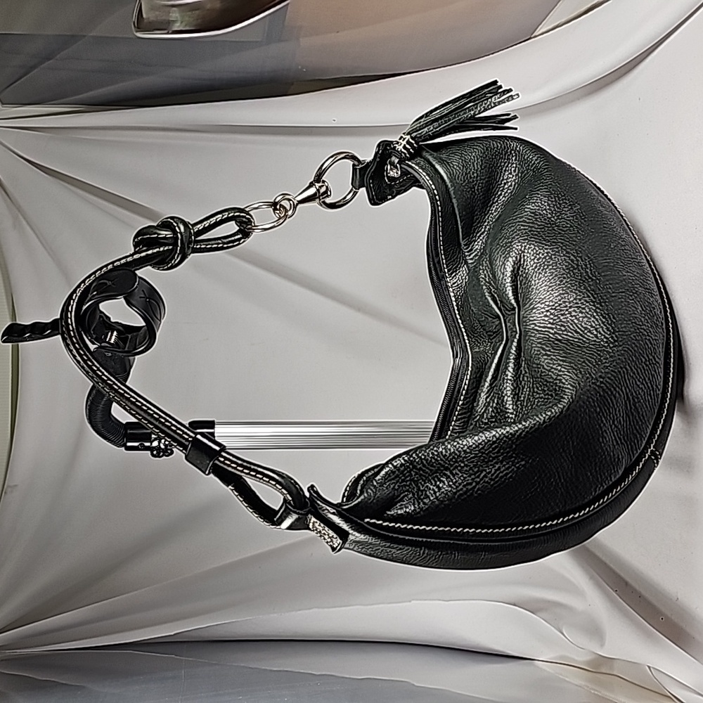 Fossil Black Pebbled Leather Hobo Bag